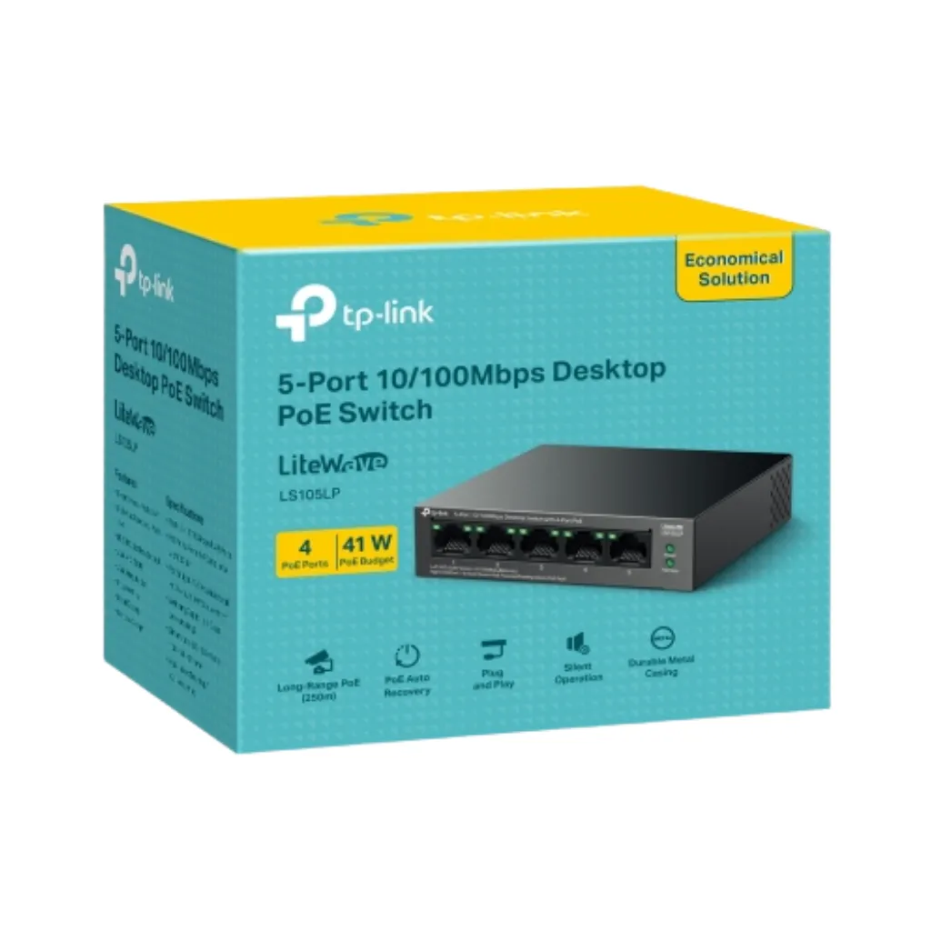 SWITCH DE SOBREMESA DE 5 PUERTOS A 10/100 MBPS CON 4 PUERTOS POE TP-LINK