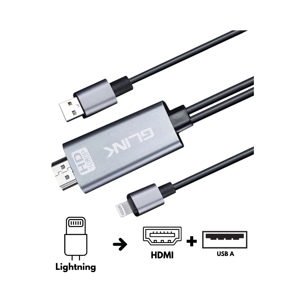 CABLE IPHONE A HDMI + USB 2.0V GLINK
