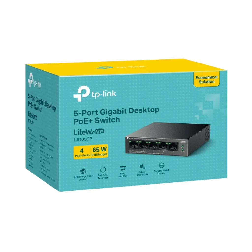 [LS105GP] SWITCH GIGABIT DE SOBREMESA DE 5 PUERTOS CON 4 PUERTOS POE+ TP-LINK
