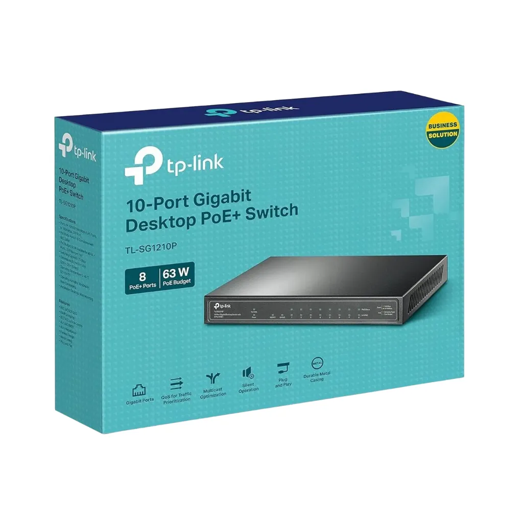SWITCH DESKTOP 10-PUERTOS GIGABIT CON 8 PUERTOS POE+ TP-LINK