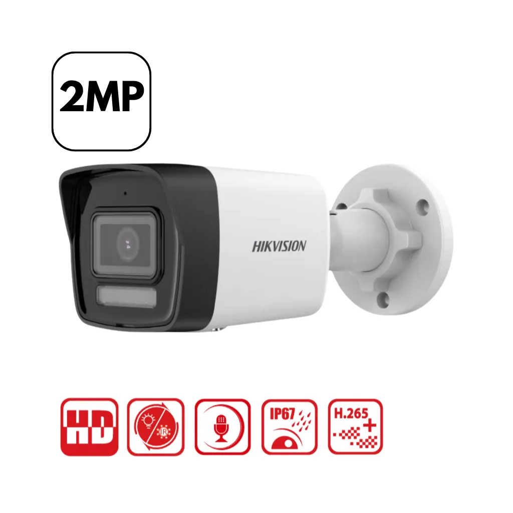 CAMARA IP 2MP TUBO SMART HYBRID LIGHT L2.8MM Y AUDIO HIKVISION