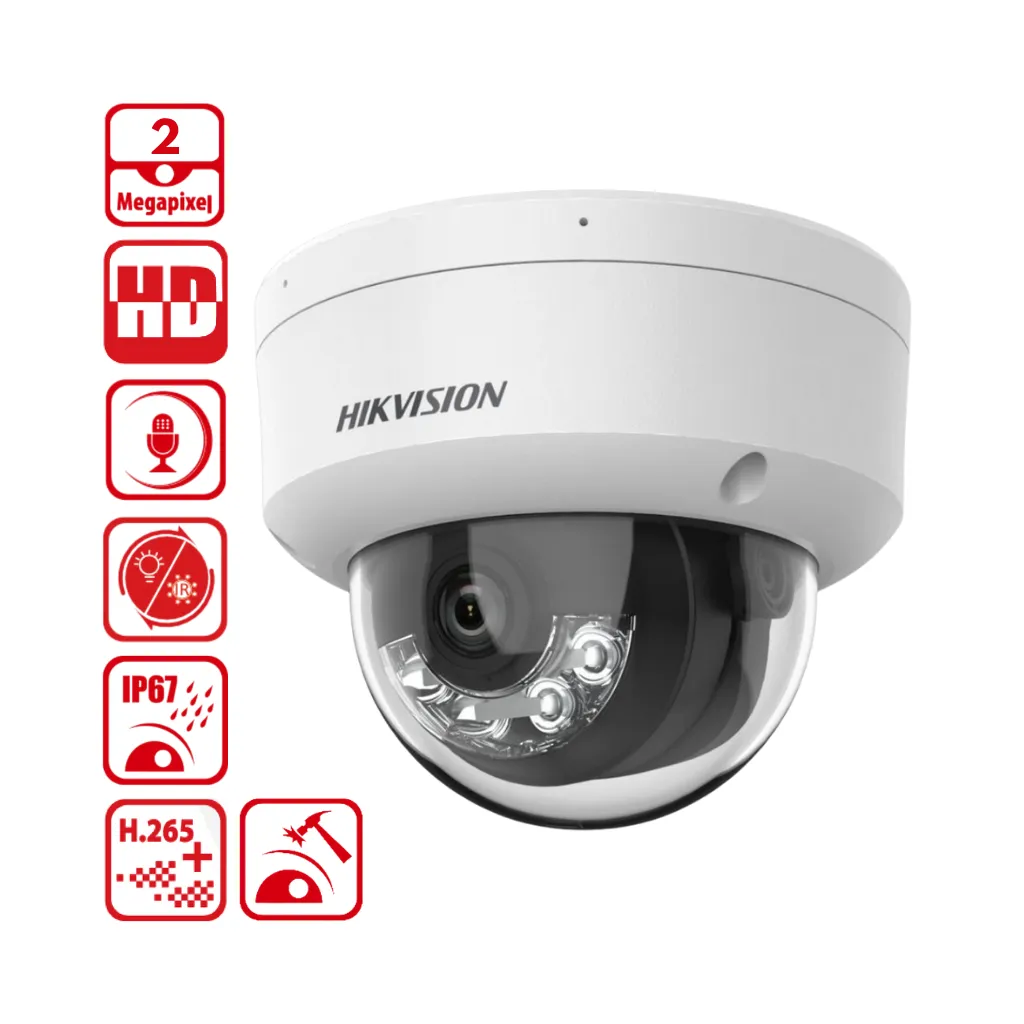 CAMARA IP 2MP DOMO SMART HYBRID LIGHT 2.8MM CON IR Y AUDIO HIKVISION