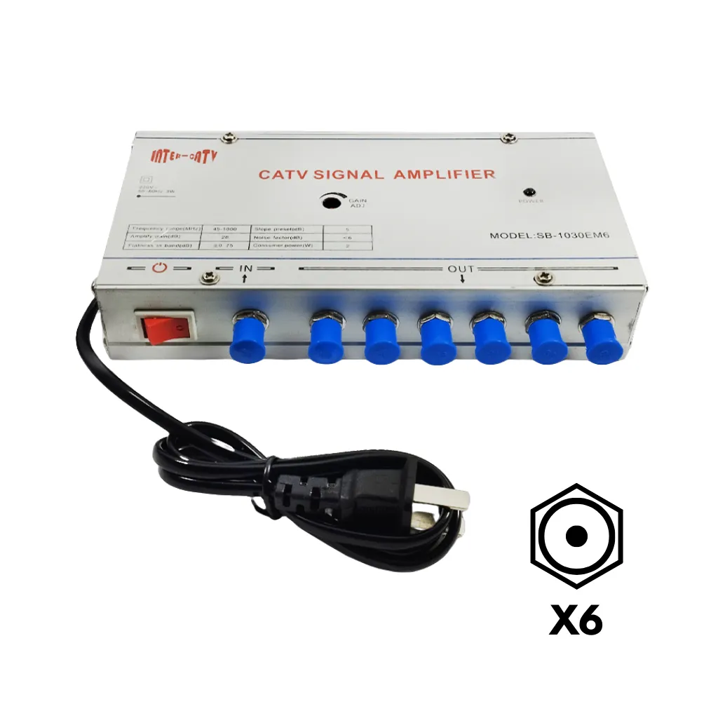 AMPLIFICADOR DE SEÑAL CATV 6 VIAs 30dB 220VAC (KAMT02-A)