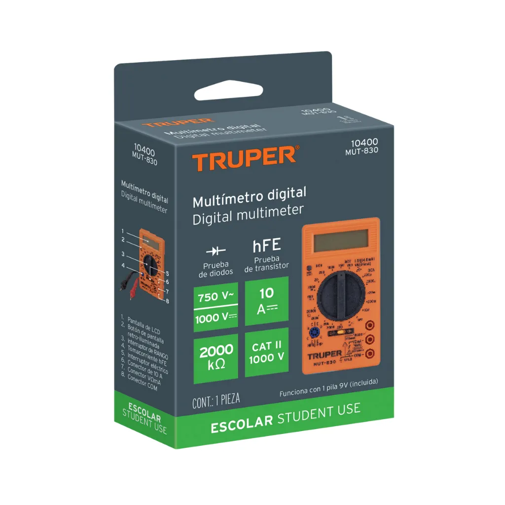 [10400] MULTIMETRO DIGITAL CASERO MUT-830 TRUPER