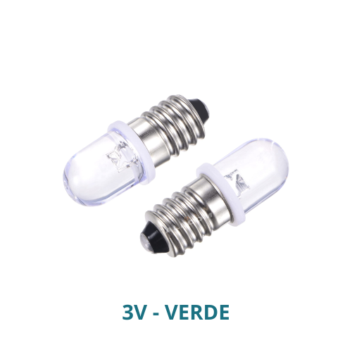 LED BASE ROSCA E10 3V VERDE