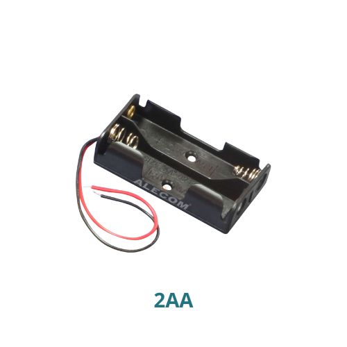 PORTAPILA C/CABLE COLOR NEGRO 2AA