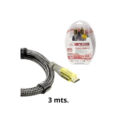 CABLE HDMI 8K METAL GOLDEN COLOR OD 3MTS (26AWG) LANCOM