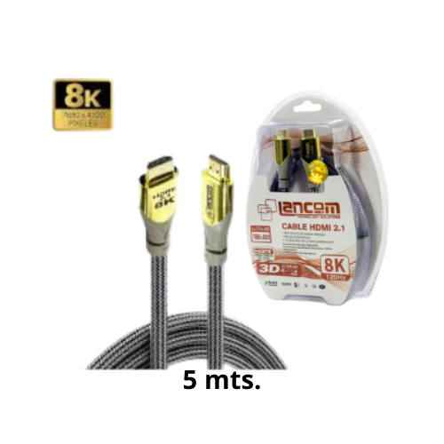 CABLE HDMI 8K METAL GOLDEN COLOR OD 5MTS (26AWG) LANCOM