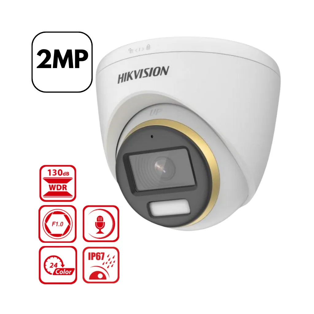 CAMARA ANALOGO 2MP DOMO COLOR VU LENTE 2.8MM C/AUDIO HIKVISION