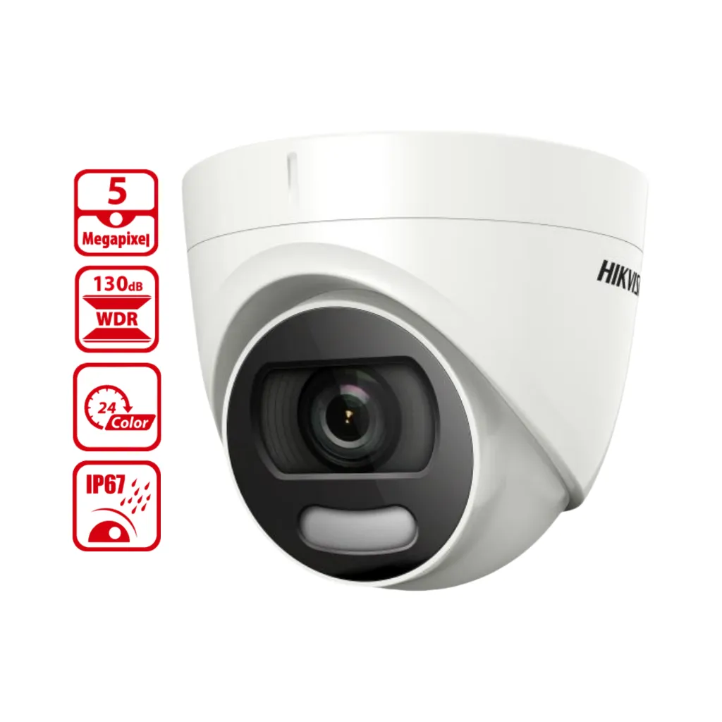 [DS-2CE72HFT-F] CAMARA ANALOGO 5MP DOMO COLORVU IR 20M HIKVISION