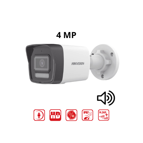 CAMARA TUBO IP 4MP SMART HYBRID LIGHT 2.8MM CON IR Y AUDIO HIKVISION