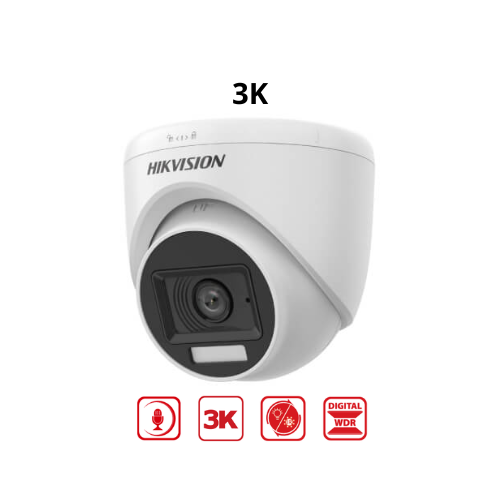 CAMARA TURRET 5MP 3K SMART HYBRID LIGHT IR 20M 2.8MM C/AUDIO HIKVISION