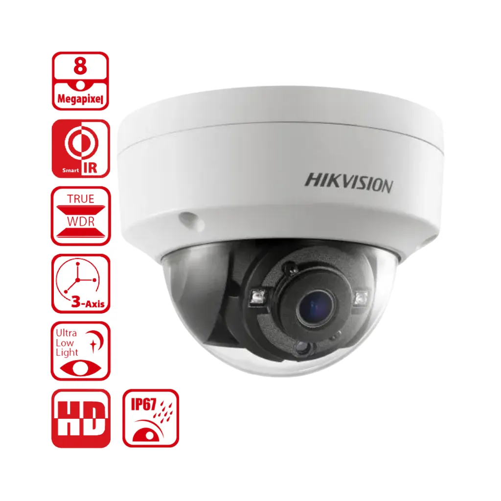 CAMARA ANALOGO 8MP DOMO EXTERIOR ULTRA HD 4K IP67 IK10 HIKVISION