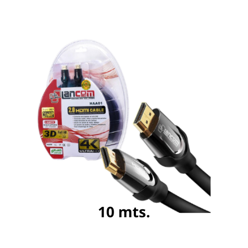 CABLE HDMI Ver. 2.0 METAL BLACK COLOR + FERRITA 10MTS LANCOM