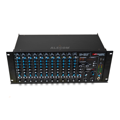 MEZCLADOR DE 12 CANALES 10 MONO + 1 CANAL STEREO  PARA MONTAJE EN RACK 4 RU