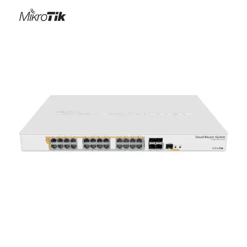 CLOUD ROUTER SWITCH 328-24P-4S+RM WITH 800 MHZ CPU 512MB RAM 24xGIGABIT LAN (ALL POE-OUT) 4xSFP+ CAGES ROUTEROS L5 OR SWITCHOS (DUAL BOOT) 1U RACKMOUNT CASE MIKROTIK