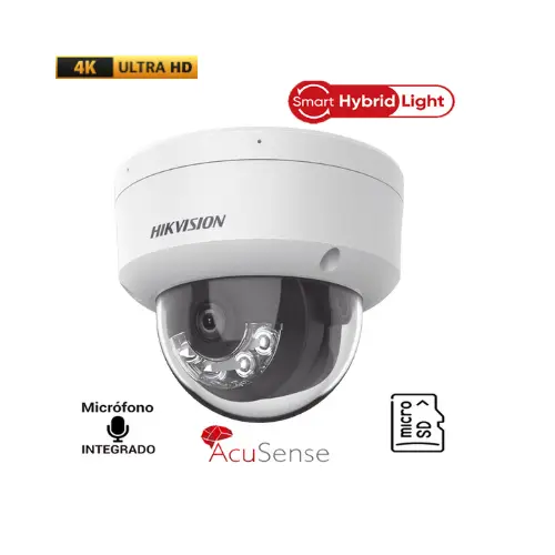 CAMARA IP DOMO 8MP 4K ACUSENSE SMART HYBRID LIGHT 2.8MM CON IR Y AUDIO