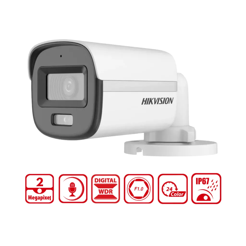 CAMARA ANALOGO 2MP TUBO COLOR VU LENTE L2.8MM C/AUDIO HIKVISION