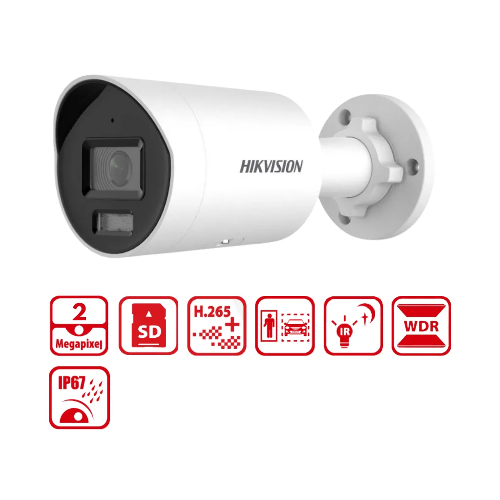 CAMARA IP 2MP TUBO ACUSENSE LENTE L2.8MM IR30M HIKVISION