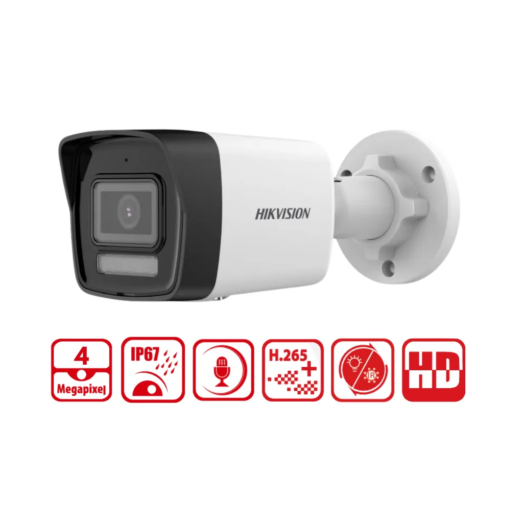[DS-2CD1043G2-LIU] CAMARA TUBO IP 4MP SMART HYBRID LIGHT 2.8MM CON IR Y AUDIO HIKVISION