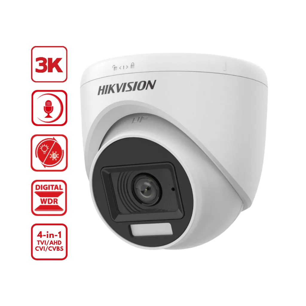 CAMARA ANALOGO 5MP TURRET SMART HYBRID LIGHT IR 20M L2.8MM C/AUDIO HIKVISION