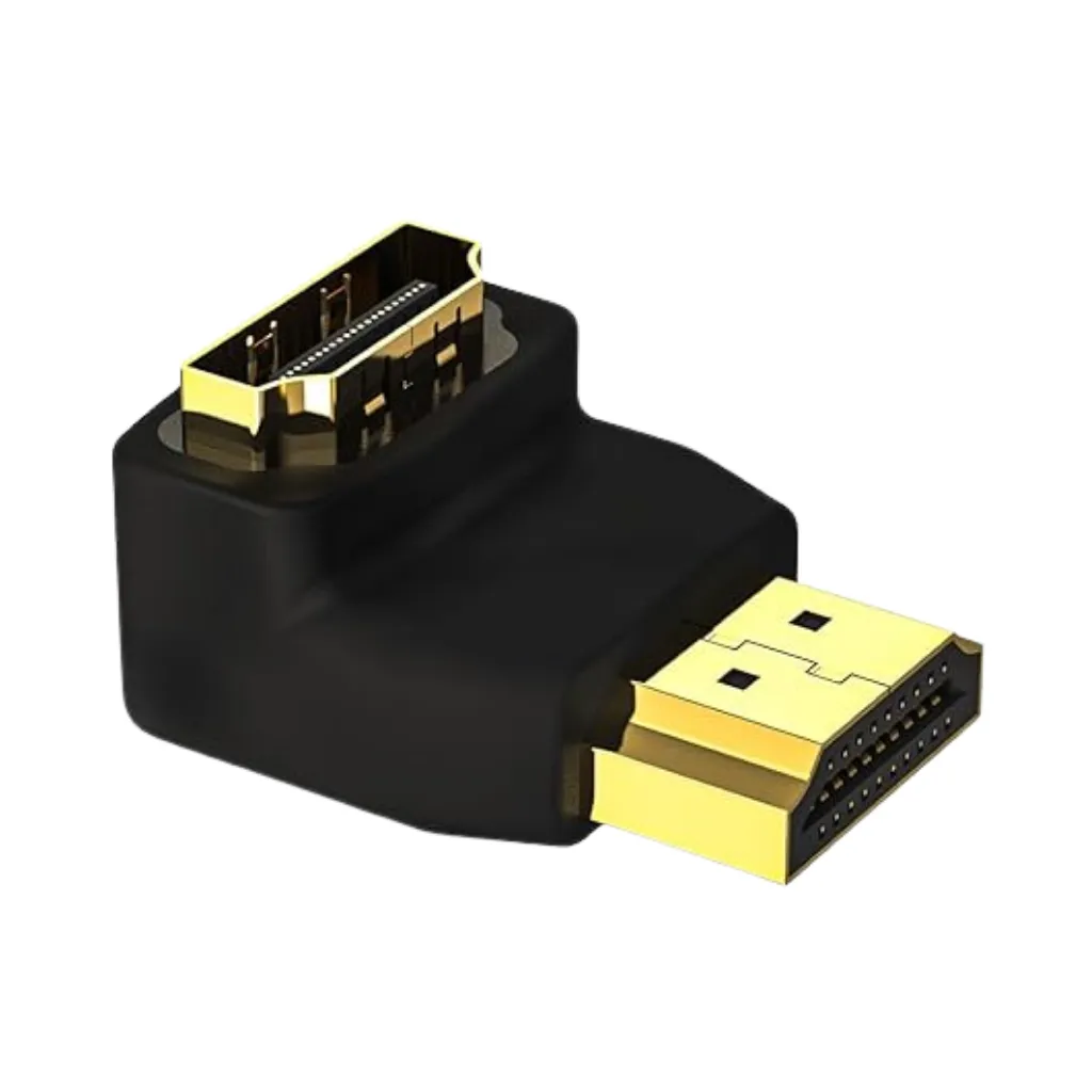 ANGLE TYPE GOLD HDMI-A PLUG TO HDMI-A JACK ADAPTOR(DOWN SIDE) BLACK