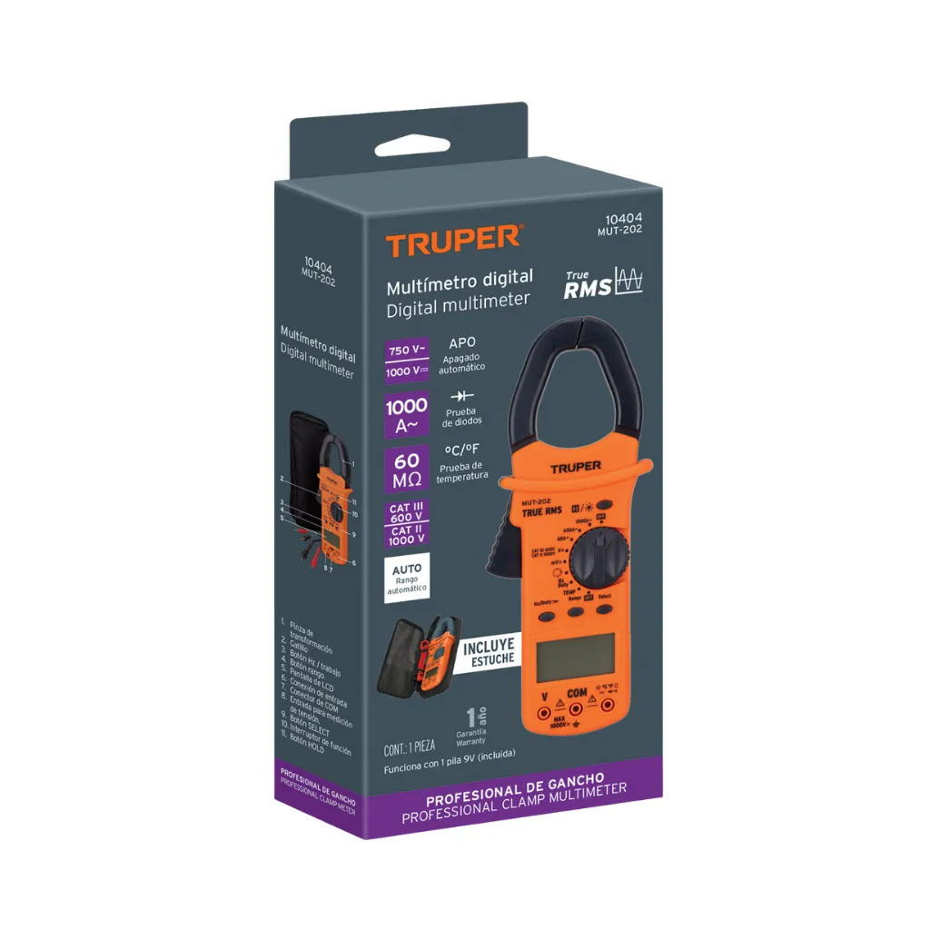 [10404] PINZA AMPERIMETRICA DIGITAL PROFESIONAL (MUT-202) TRUPER