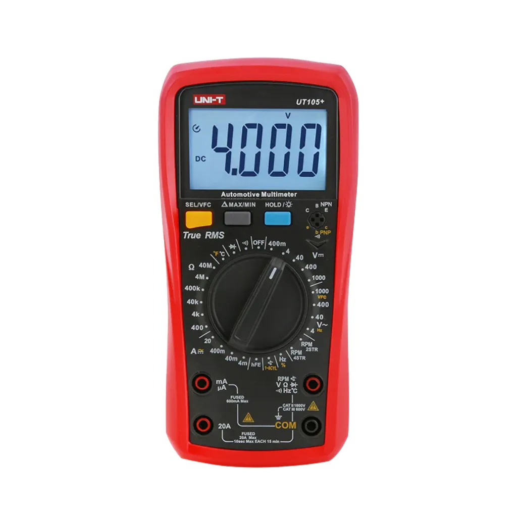 MULTIMETRO AUTOMOTRIZ TRUE RMS 1000V AC/DC UT-105+ UNI-T