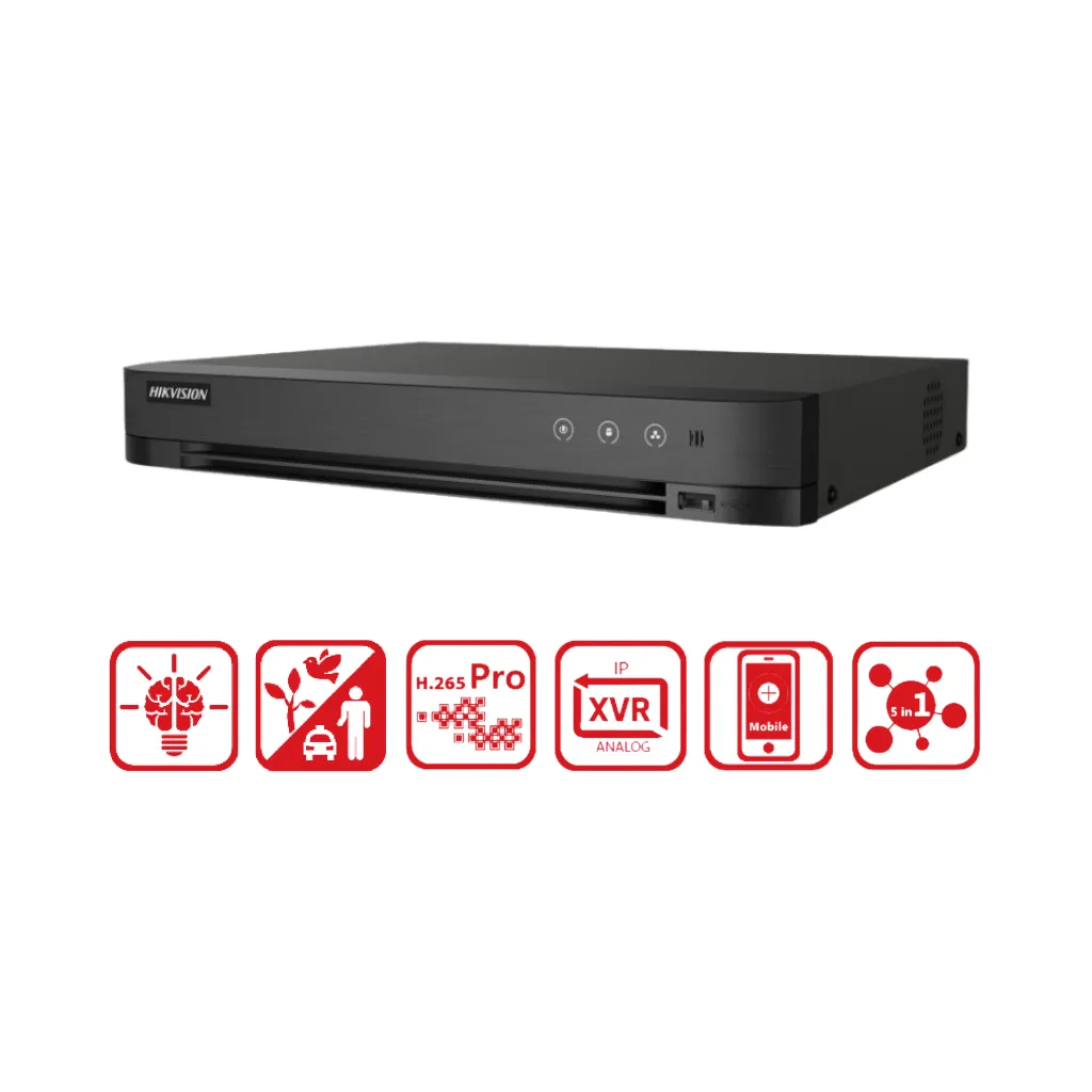 DVR 8CH 1080P ACUSENSE 1HDD-5MP CON ANALITICA HIKVISION