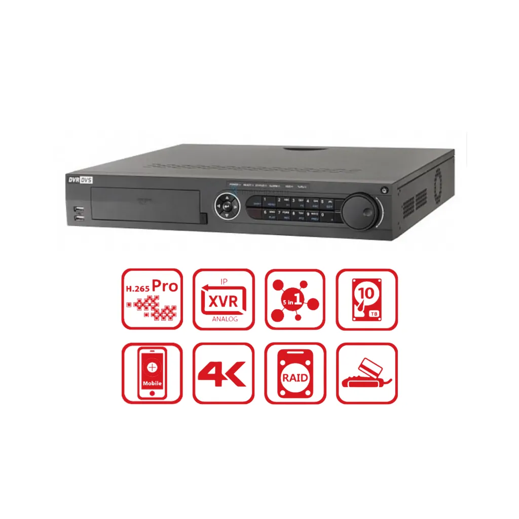 DVR 04CH 3M-5M-8MP PLUS 4K -  4HDD HIKVISION