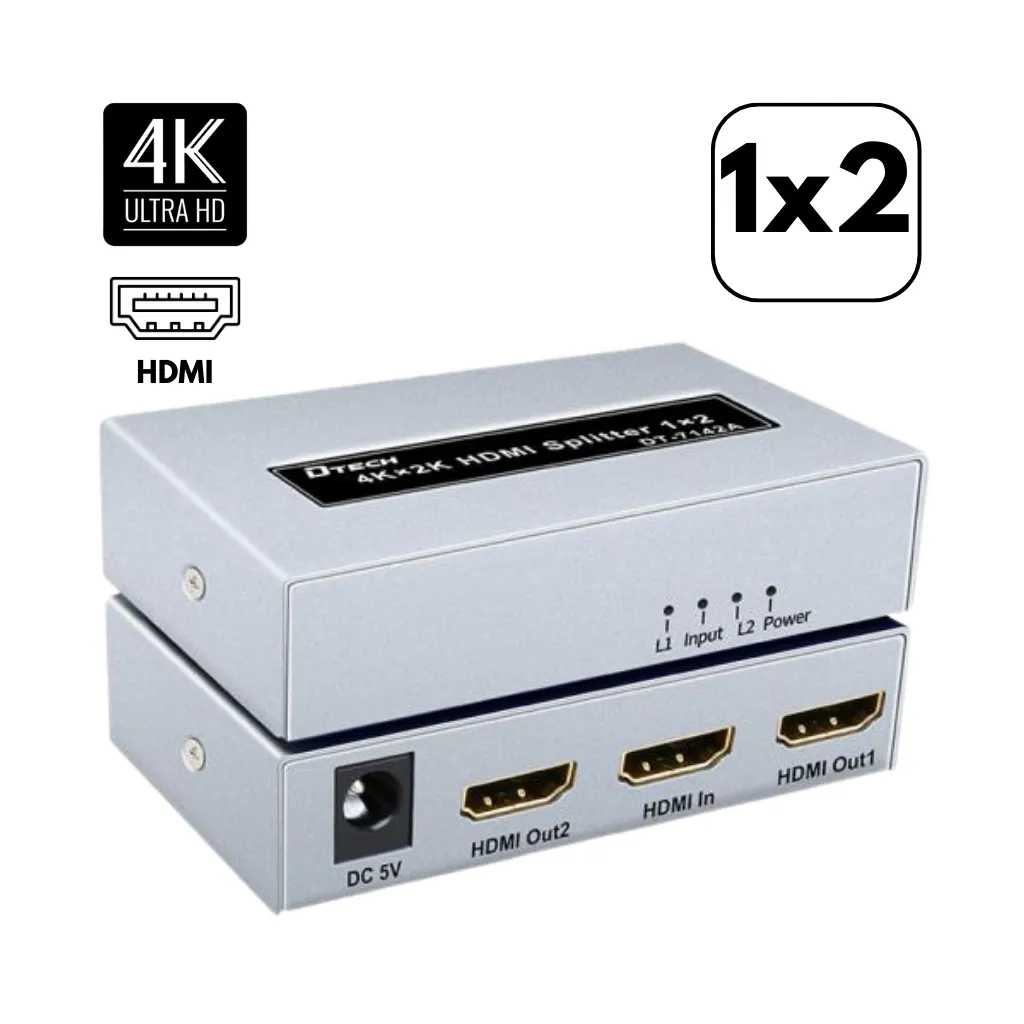 SPLITTER HDMI Ver. 4 METAL C/ADAPTADOR 1X2 DTECH