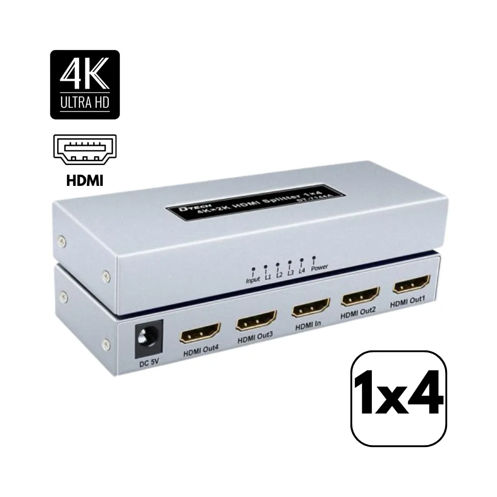 [DT-7144A] SPLITTER HDMI Ver. 4 METAL C/ADAPTADOR 1X4 DTECH