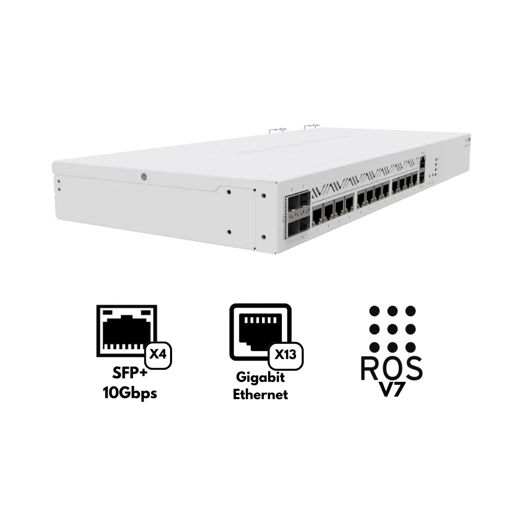 [CCR2116-12G-4S+] ROUTER DE 12 PUERTOS GIGABIT ETHERNET Y 4 PUERTOS SFP+ DE 10GBPS MIKROTIK