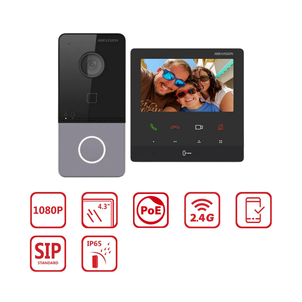 KIT VIDEO PORTERO IP CON MONITOR 4.3" KH6110-WE1 HIKVISION