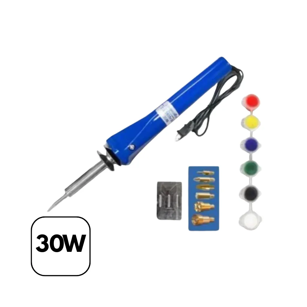[ZD-707B/30W] PIROGRABADOR 30W 6 PUNTAS/6 PINTURAS/1 PINCEL/220 TAKEMA