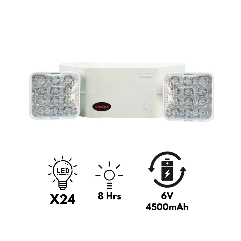 [9707UL] LUZ DE EMERGENCIA 8H UL 24LEDS ALTA POTENCIA OPALUX