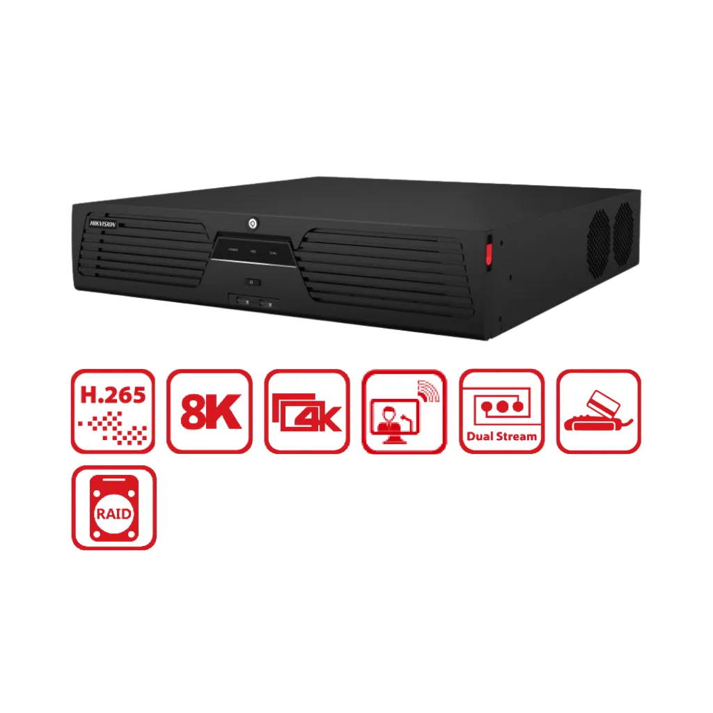 [DS-9664NI-M8] GRABADOR NVR 64 CH 4k P/CAMARAS IP HASTA 32MP - 8HD HIKVISION