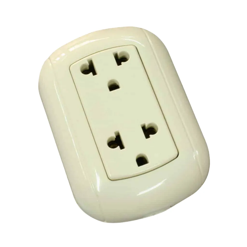 [323-9] TOMACORRIENTE DOBLE PLANO/REDONDO 2P+T 15A 250V OPALUX