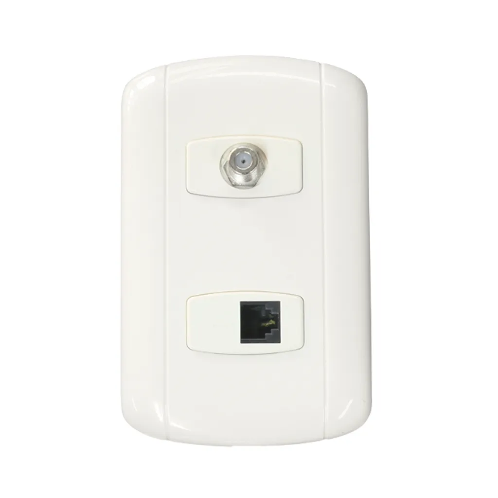 [CJ1878] PLACA DE PARED EMPOTRABLE  DOBLE CON SALIDA F P/ TV OPALUX
