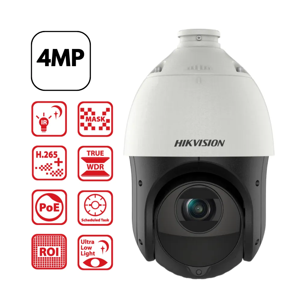 [DS-2DE4425IW-DE] CAMARA IP 4MP DOMO PTZ 25x IR 100M CARCAZA PLASTICA HIKVISION