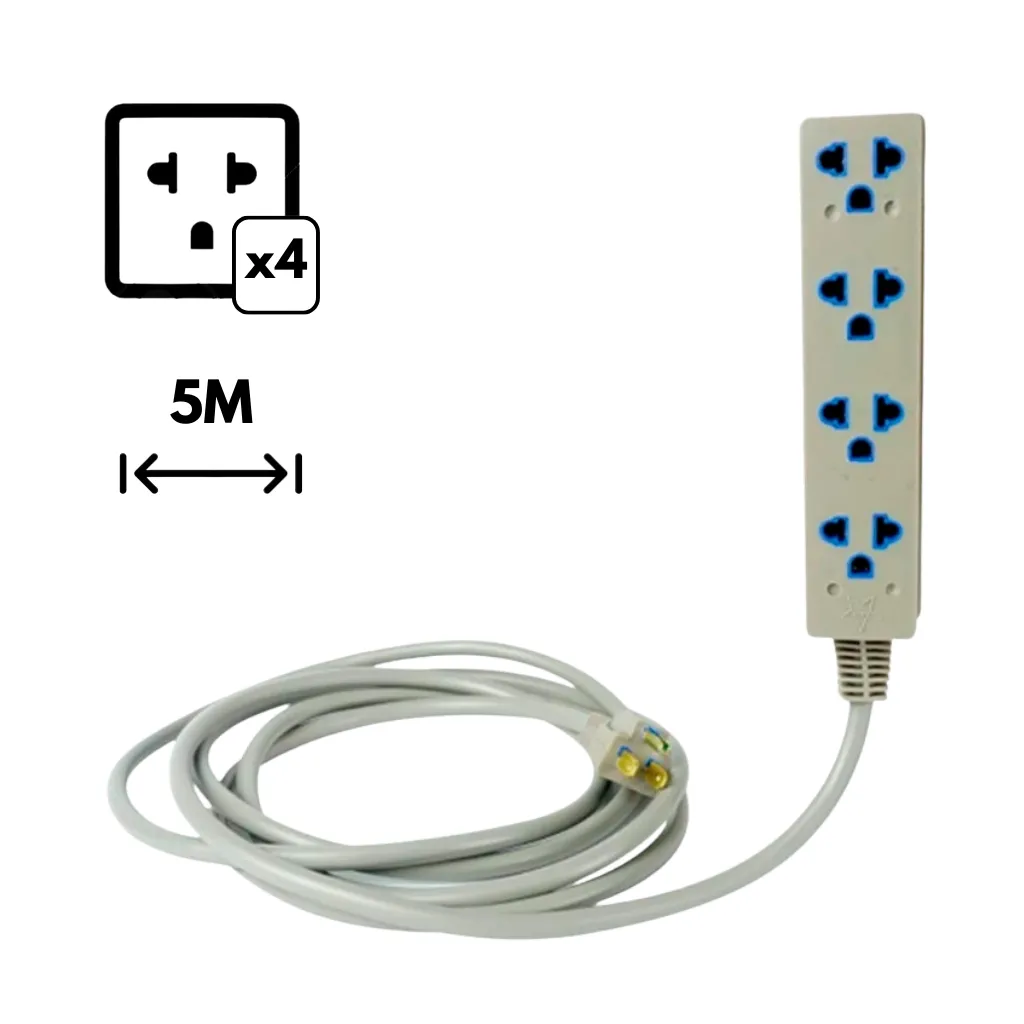 [A-115] EXTENSION VULCANIZADA L/T. 15A. 4 SERVICIOS 5MTS STAR
