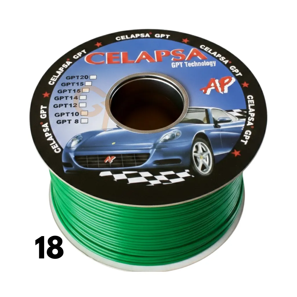 [GPT-18V] CABLE AUTOMOTRIZ N° 18 GPT VERDE ROLLOx100MTS CELAPSA