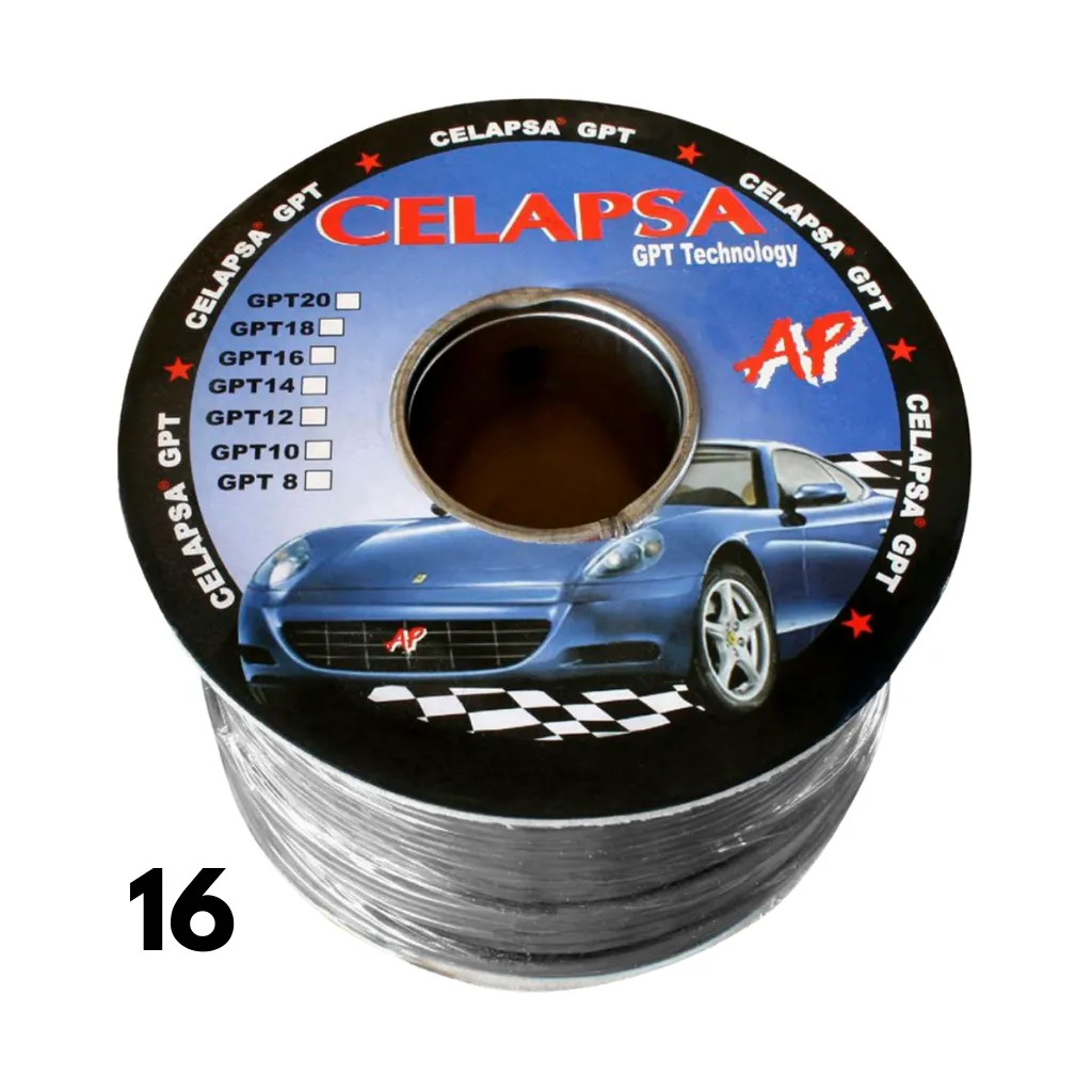 [GPT-16NG] CABLE AUTOMOTRIZ N° 16 GPT NEGRO ROLLOx100MTS CELAPSA