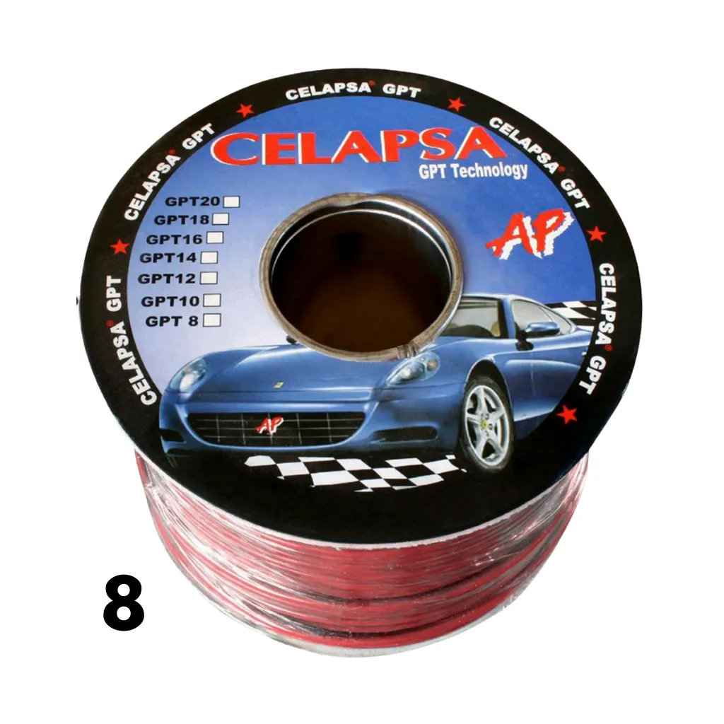 CABLE AUTOMOTRIZ N° 8 GPT ROJO ROLLOx100MTS CELAPSA