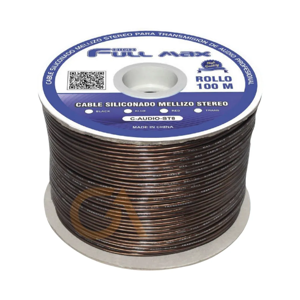 [C-AUDIO-ST8 BLACK] CABLE SILICONADO MELLIZO STEREO 8 ROLLOx100MTS BLACK FULL MAX