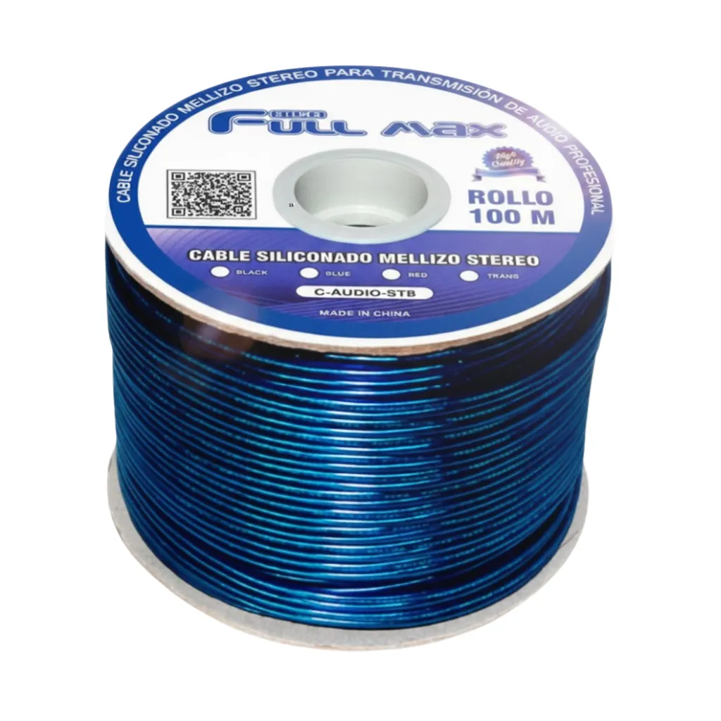 [C-AUDIO-ST8 BLUE] CABLE SILICONADO MELLIZO STEREO 8 ROLLOx100MTS BLUE FULL MAX
