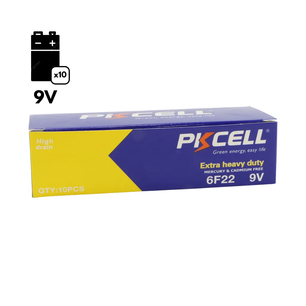 [6F22-9V-PKCELL] BATERIA EXTRA HEAVY DUTY (ZN-C) 9V CJAx10UND. PIKCELL