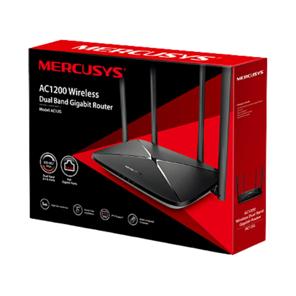 ROUTER WIRELESS DOBLE BANDA AC1200 CON PUERTOS GIGABIT MERCUSYS