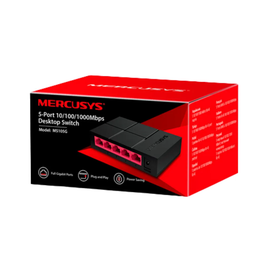 [MS105G] SWITCH 5 PUERTOS GIGABIT10/100/1000 Mbps MERCUSYS
