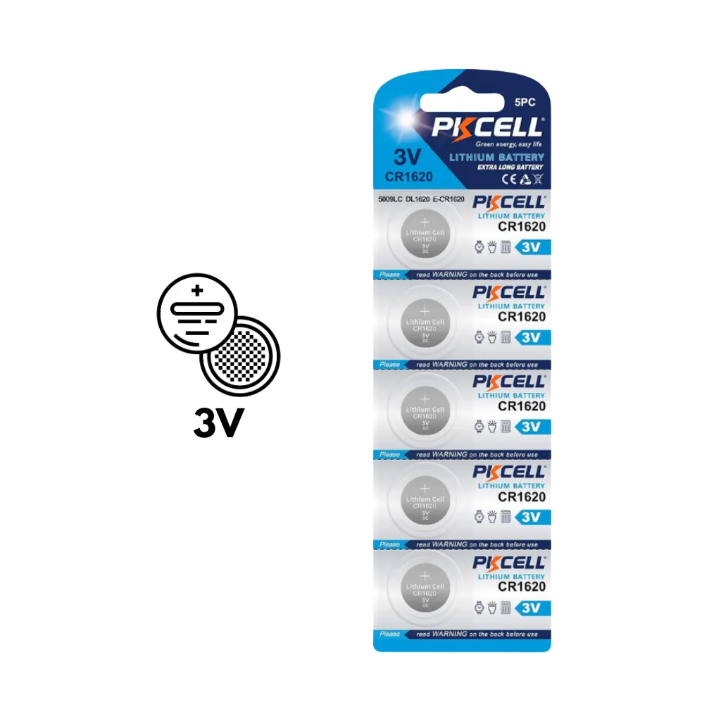 [CR1620] BATERIA TIPO BOTON 3V-70mA16X2.0mm (CR1620-5B) BLISx5UND. PKCELL